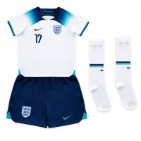 Camiseta Inglaterra Bukayo Saka #17 Primera Equipación Replica Mundial 2022 para niños mangas cortas (+ Pantalones cortos)